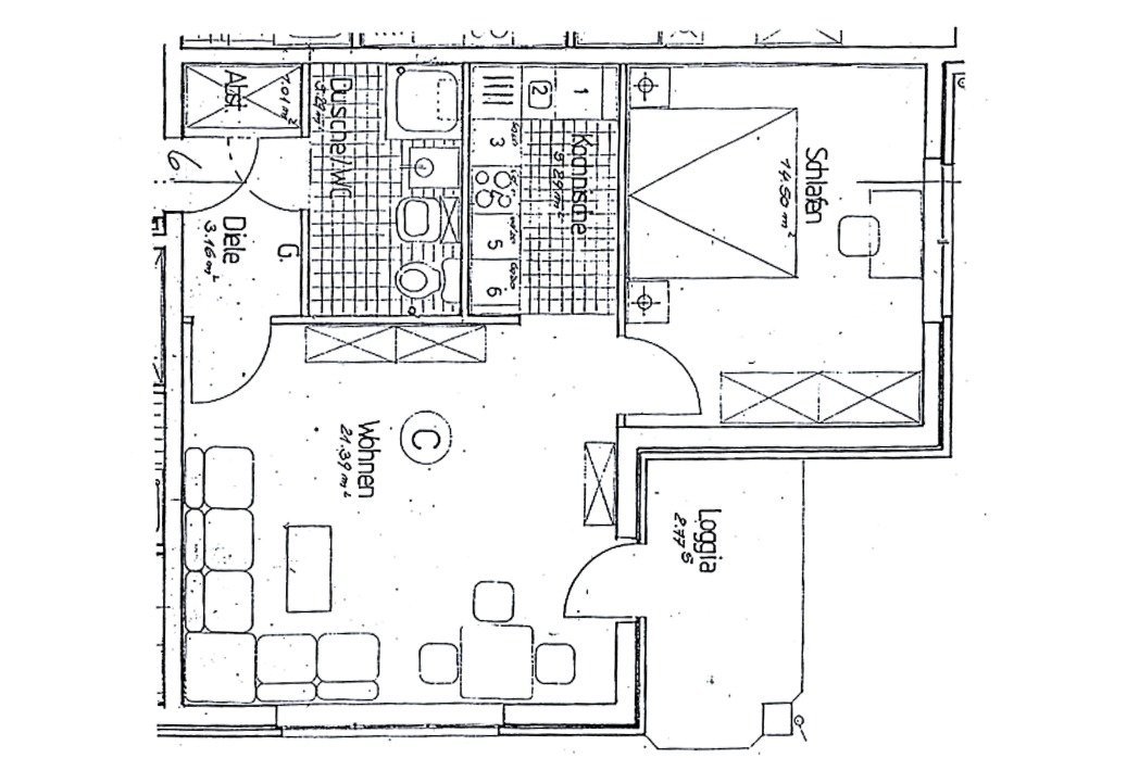 Grundriss Merseburger Straße 2. 2-Personen-Wohnung