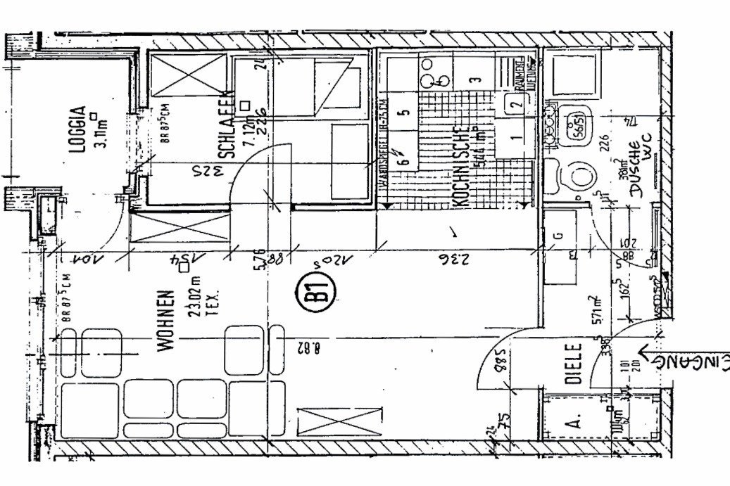 Wohnung Leipziger Straße 1. Grundriss 1-Personen-Wohnung
